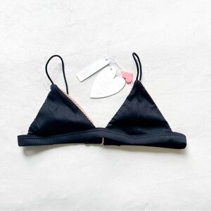 Lolli Black and Beige Reversible Bikini Top - Large